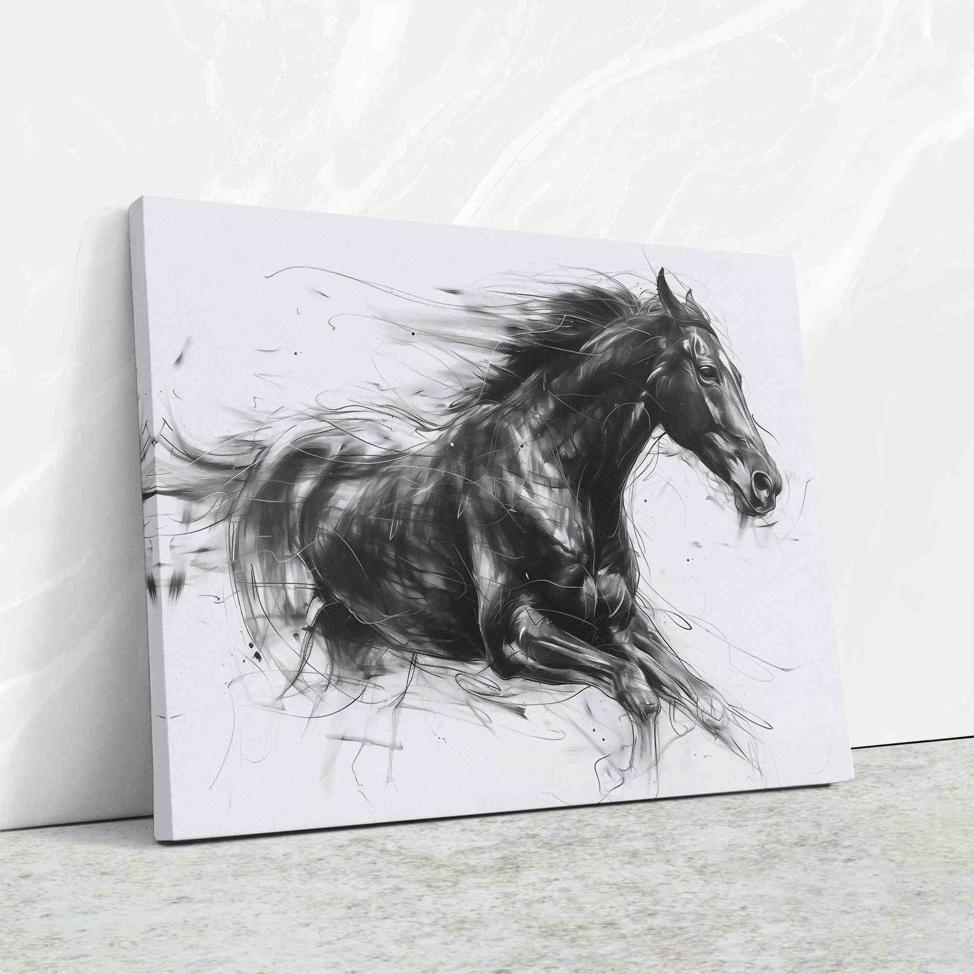 Equine Elegance - Modern White Canvas Wall Art