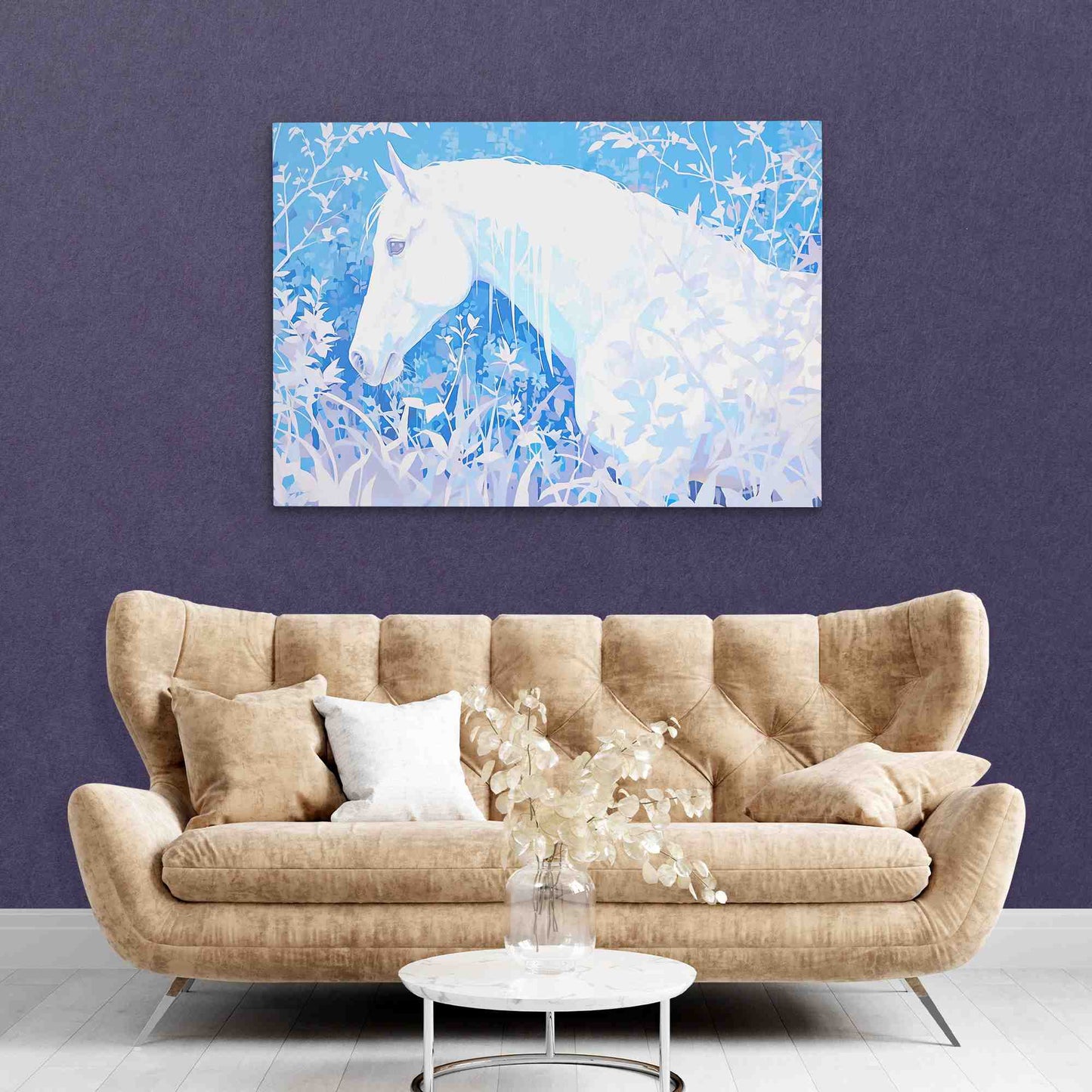 Equine Enigma - Abstract Blue Canvas Wall Art
