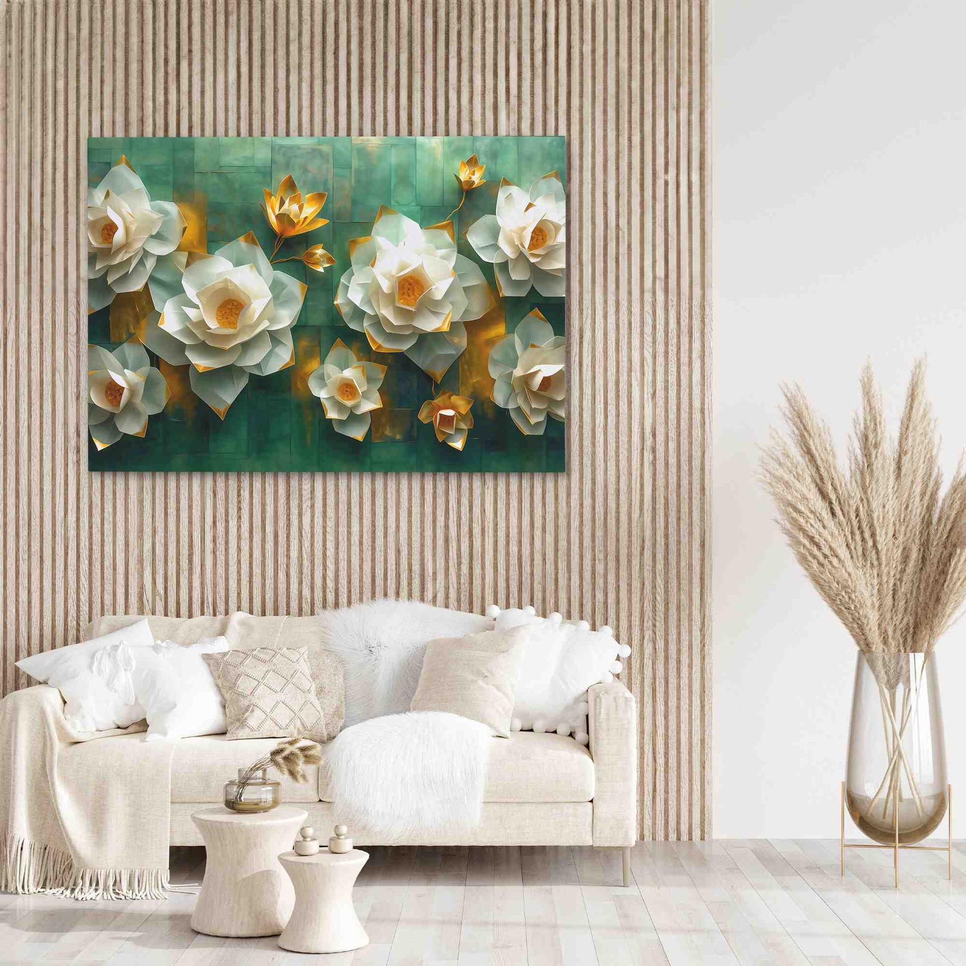 Essence of Elegance - Geometric Green Canvas Wall Art