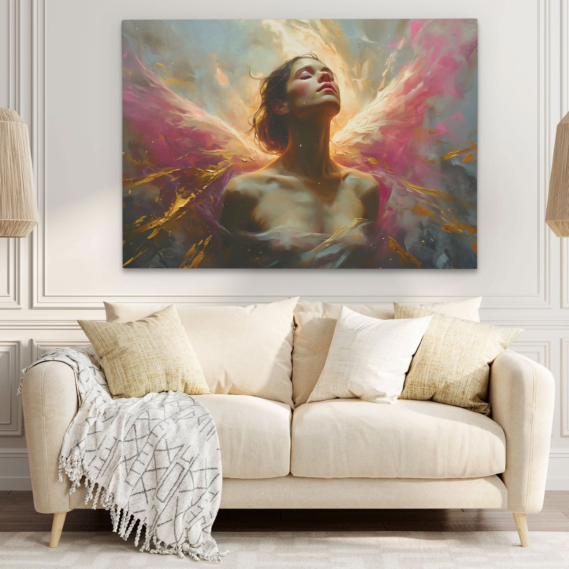 Eternal Horizon - Angelic Wall Art in Black Frame