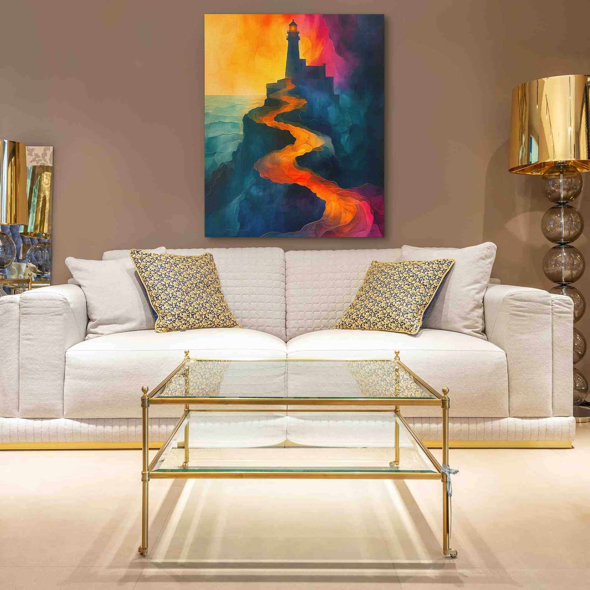 Eternal Lighthouse - Watercolor Colorful Canvas Wall Art