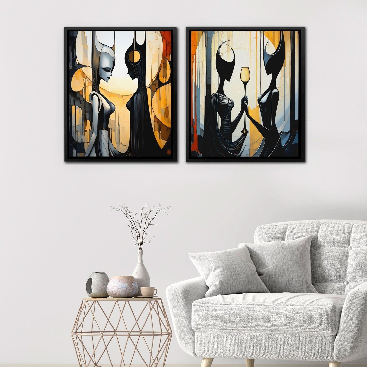 Eternal Queen's (2) Set - Black Gold and White Art