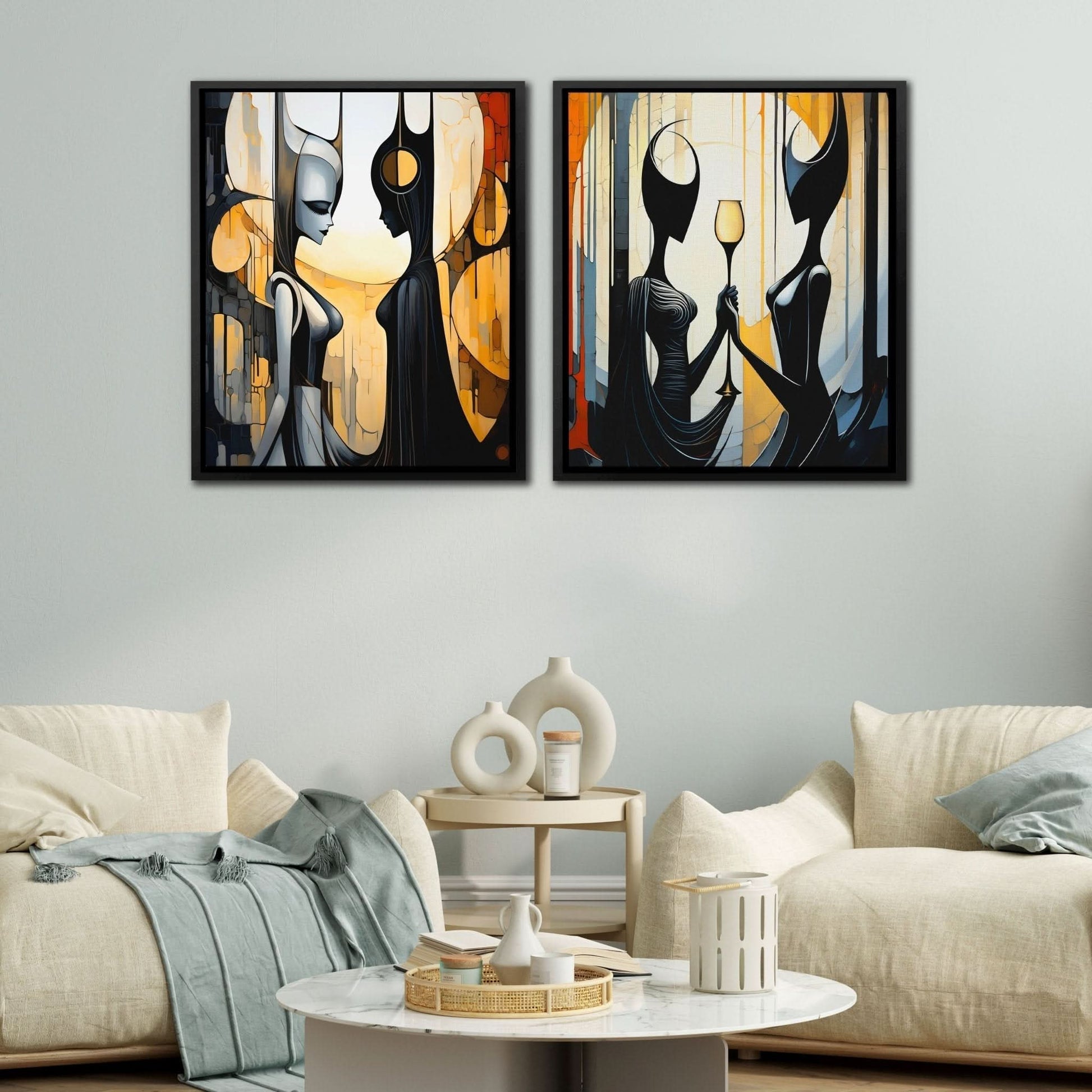 Eternal Queen's (2) Set - Abstract Earth Tones Canvas Wall Art