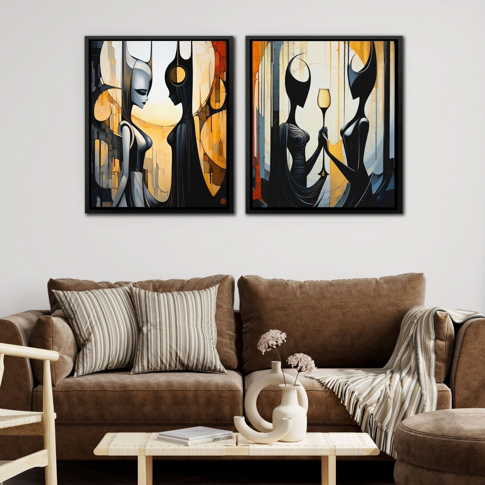 Eternal Queen's (2) Set - Abstract Wall Art in Black Frame