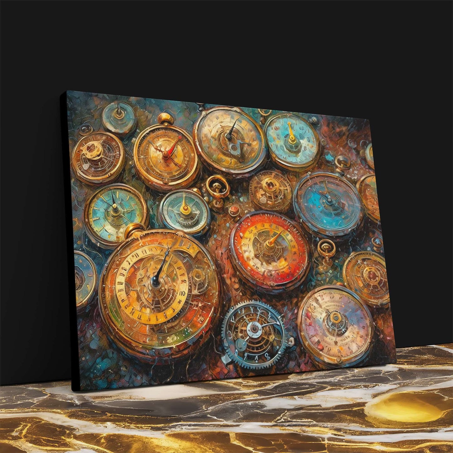 Eternal Ticking - Abstract Blue Canvas Wall Art