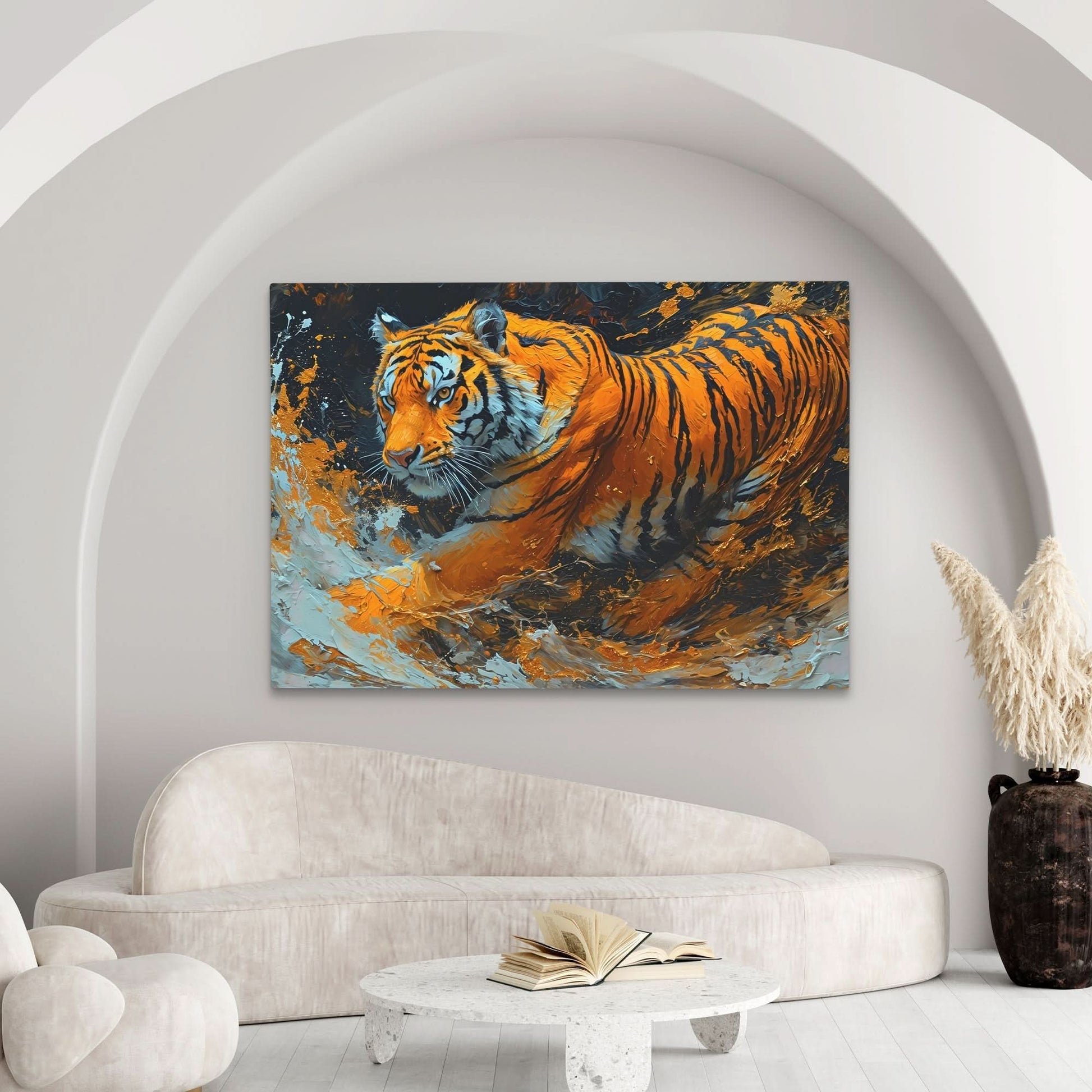 Eternal Tiger - Orange Canvas Wall Art