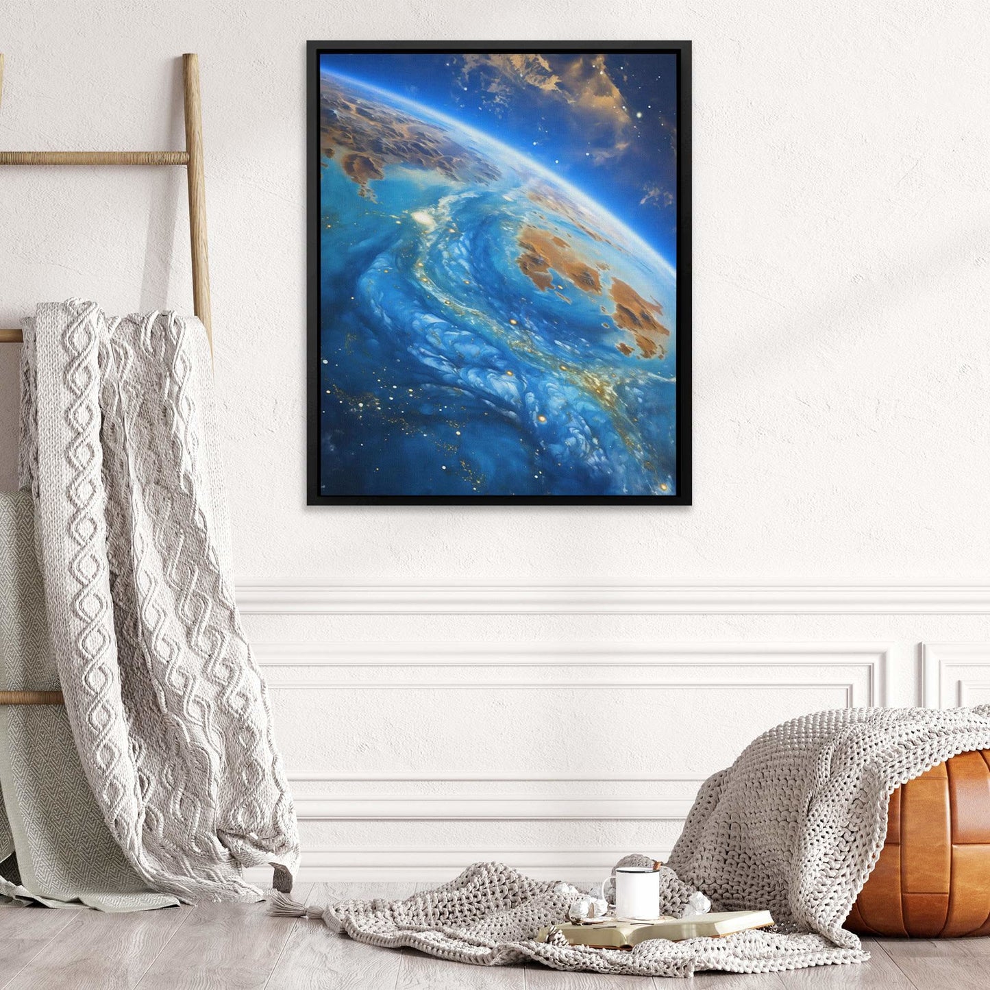 Ethereal Dream - Earth Wall Art in Black Frame
