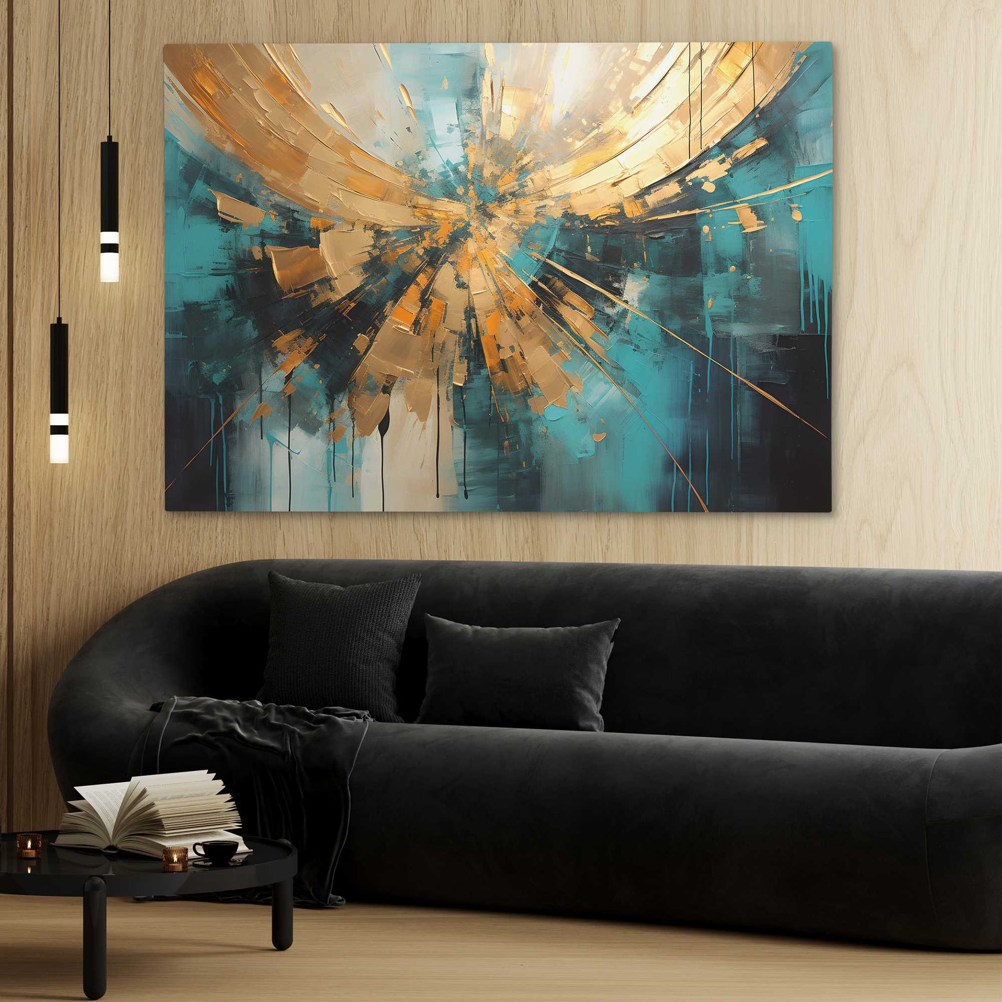 Ethereal Gold - Abstract Wall Art in Black Frame