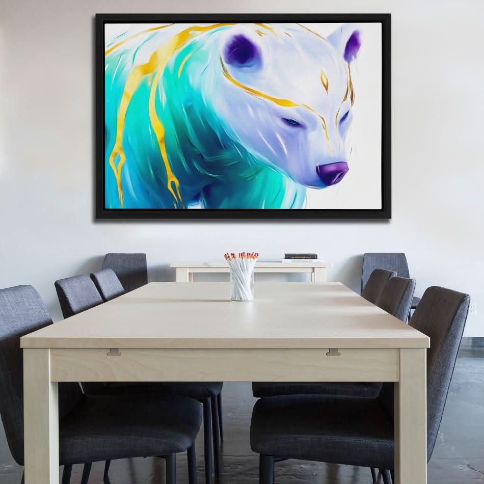 Ethereal Ice Bear - Bear Wall Art in Black Frame