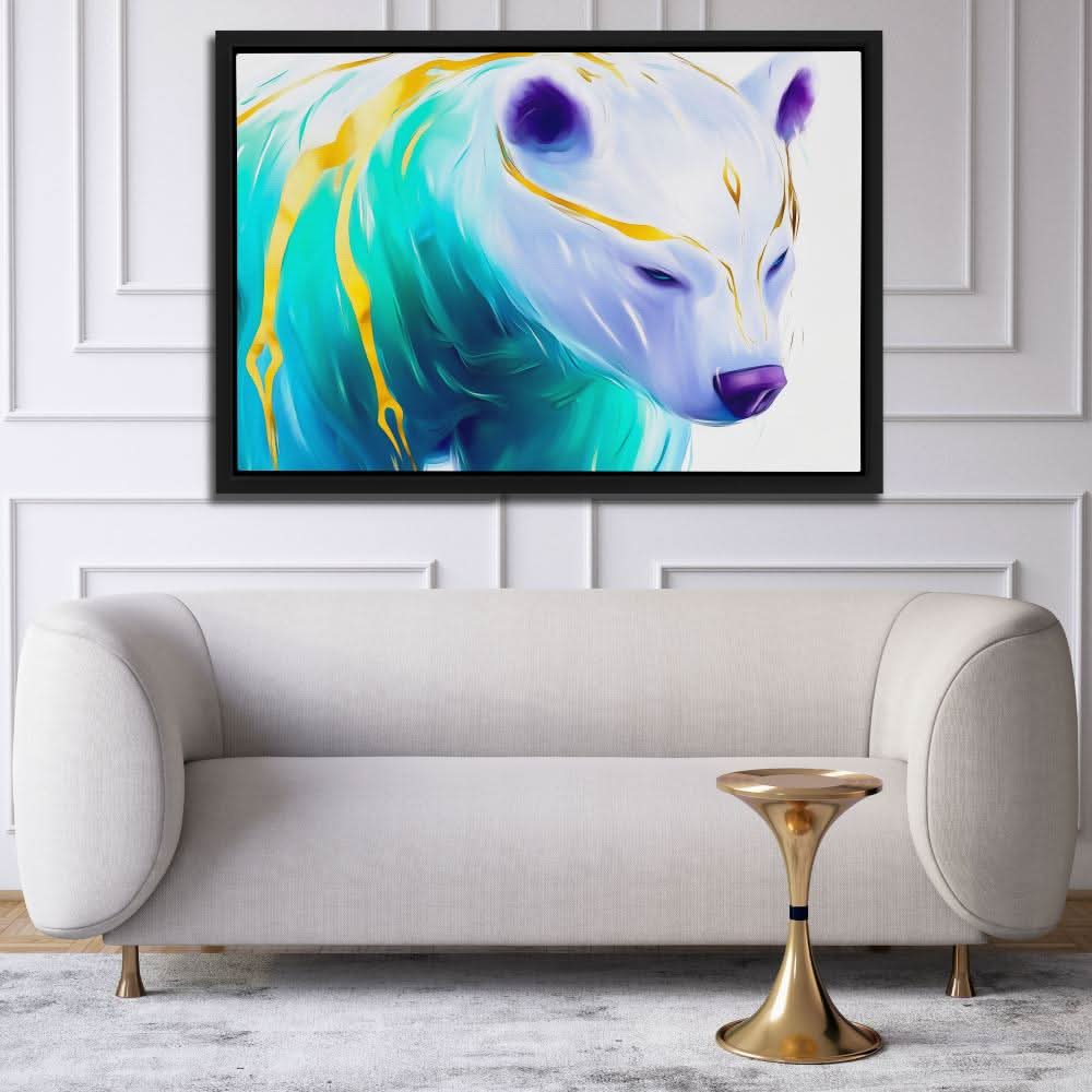 Ethereal Ice Bear - Abstract Gold Canvas Wall Art