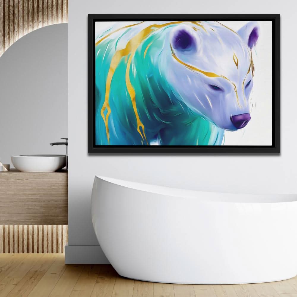 Ethereal Ice Bear - Abstract Wall Art in Black Frame