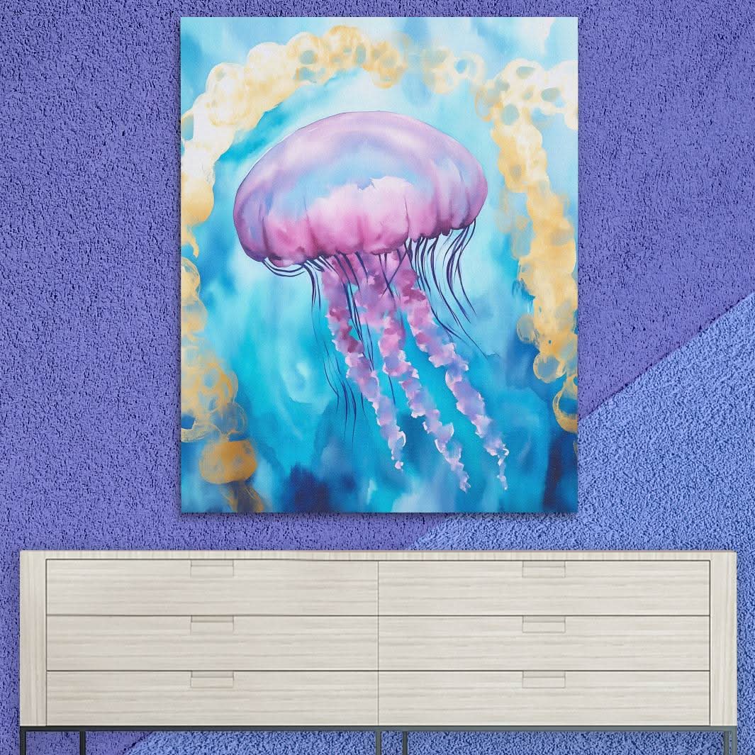 Ethereal Ocean Ballet - Wall Art in Black Frame