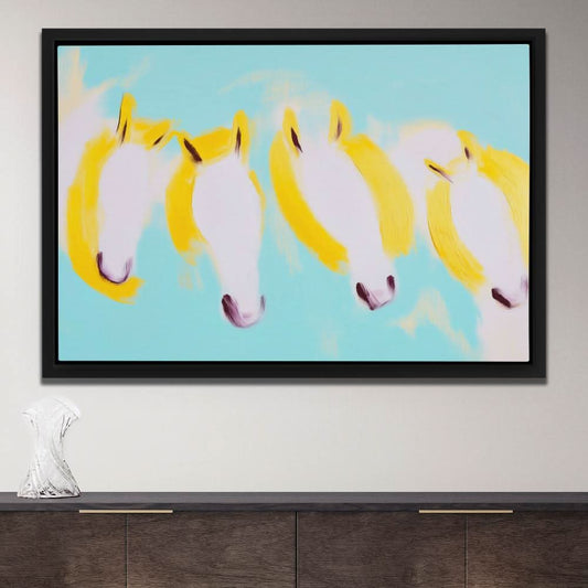 Ethereal Stampede - Minimalist Wall Art in Black Frame