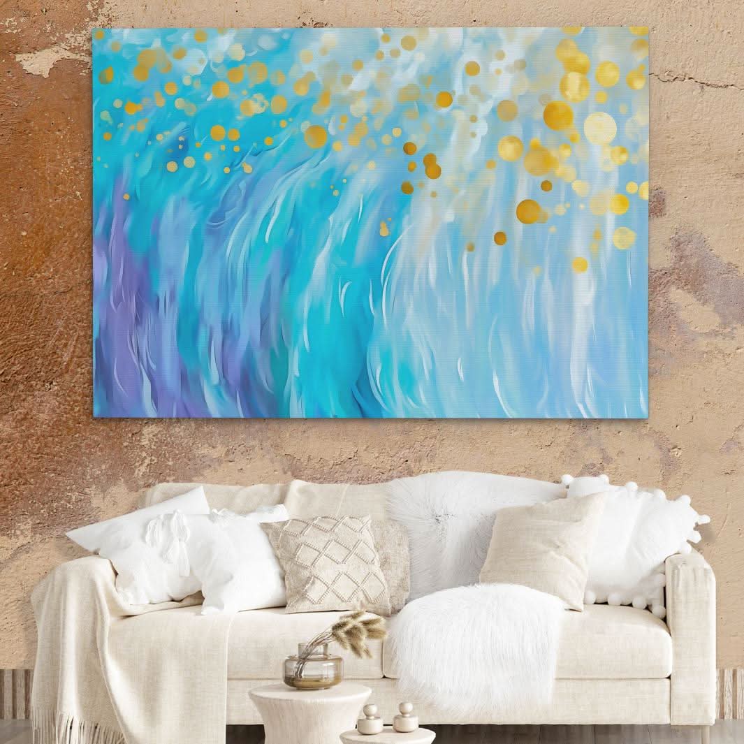 Ethereal Wave - Ocean Blues Wall Art in Black Frame