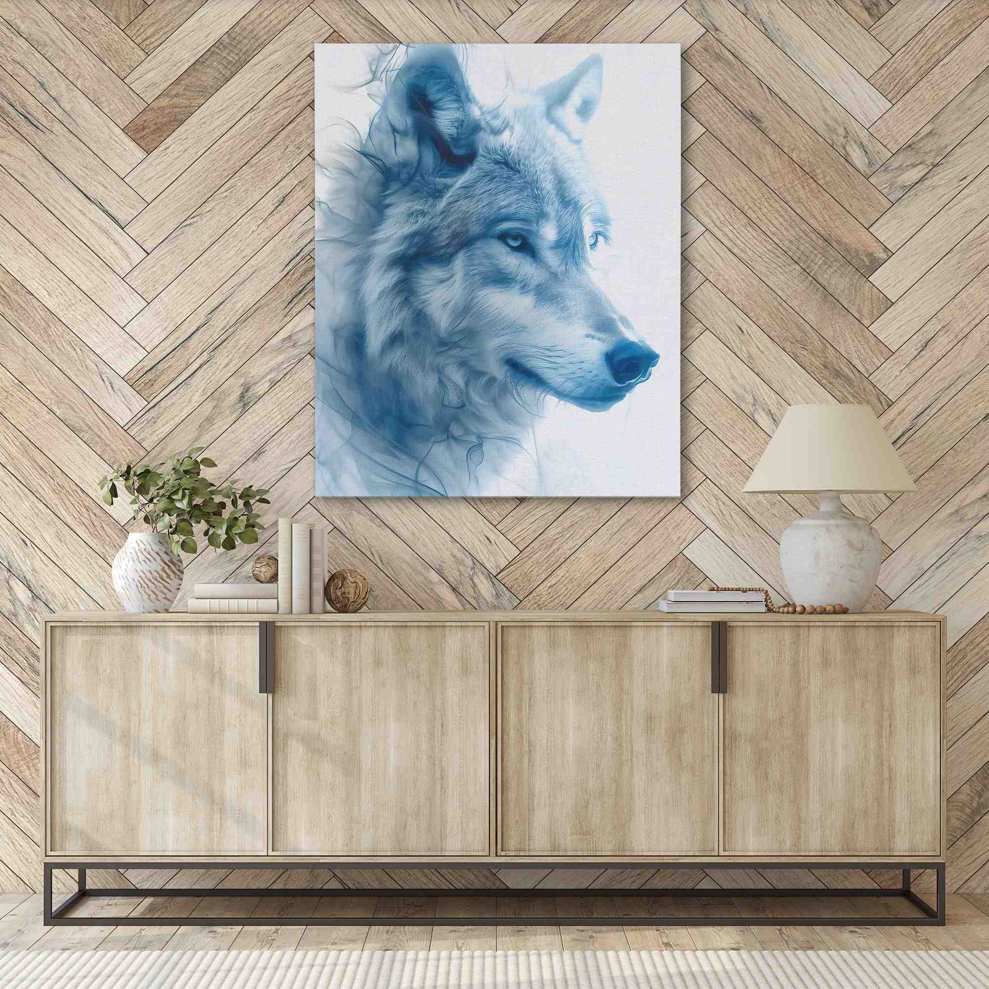 Ethereal Wolf - Blue Wall Art