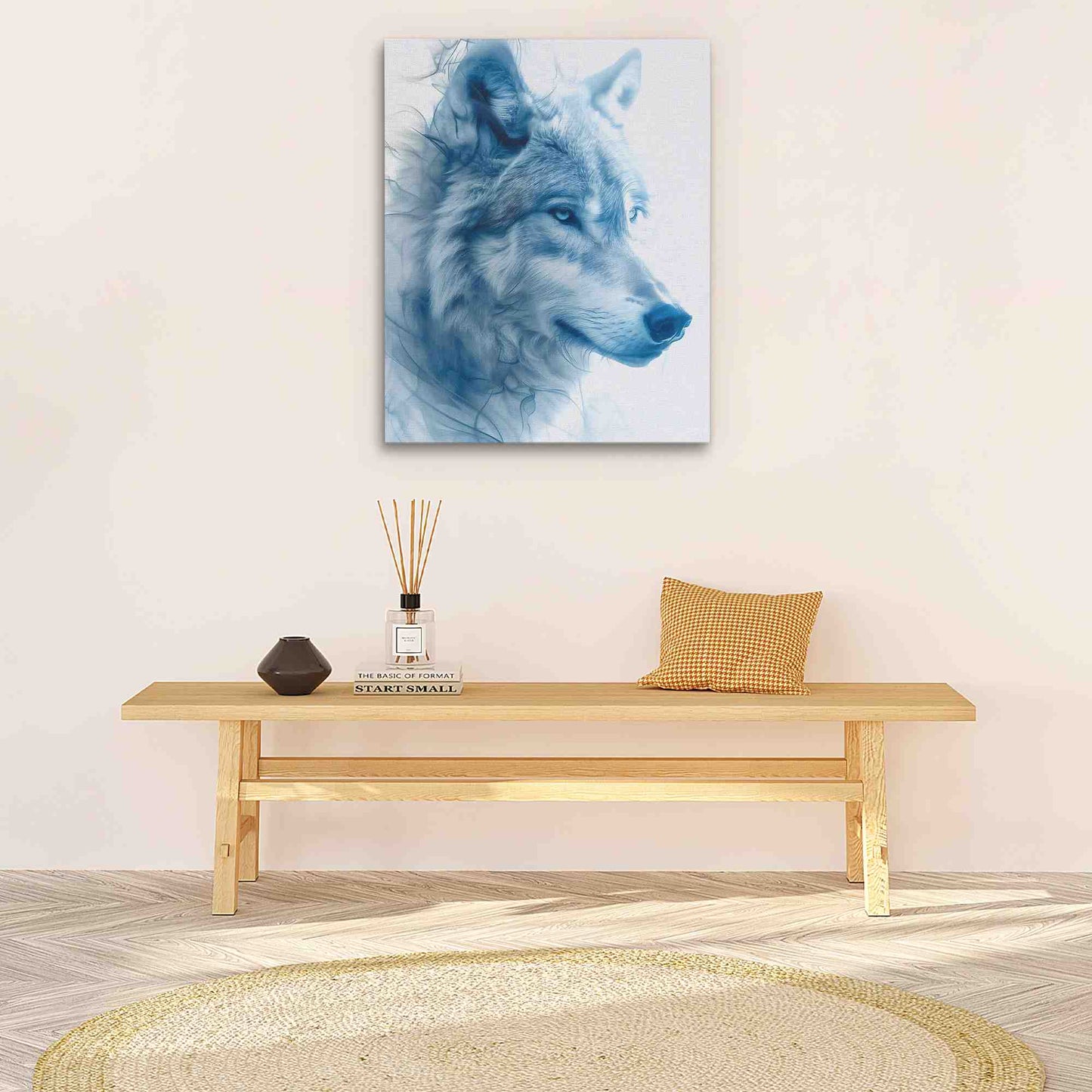 Ethereal Wolf - Drawing Wall Art in Black Frame