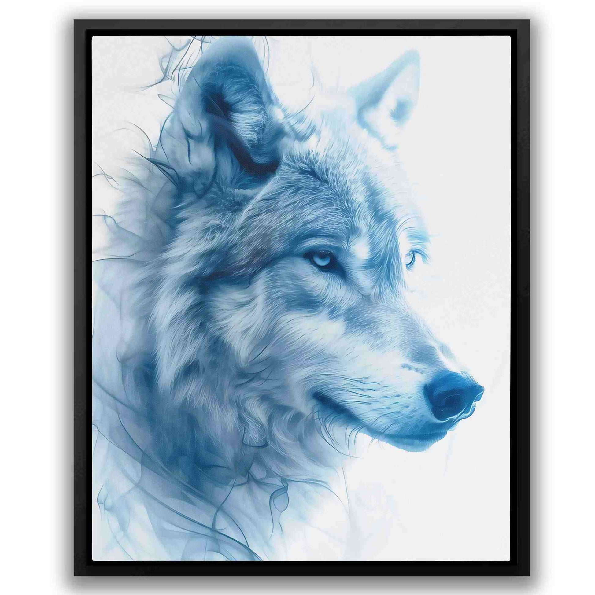 Ethereal Wolf - Blue Drawing Canvas Print