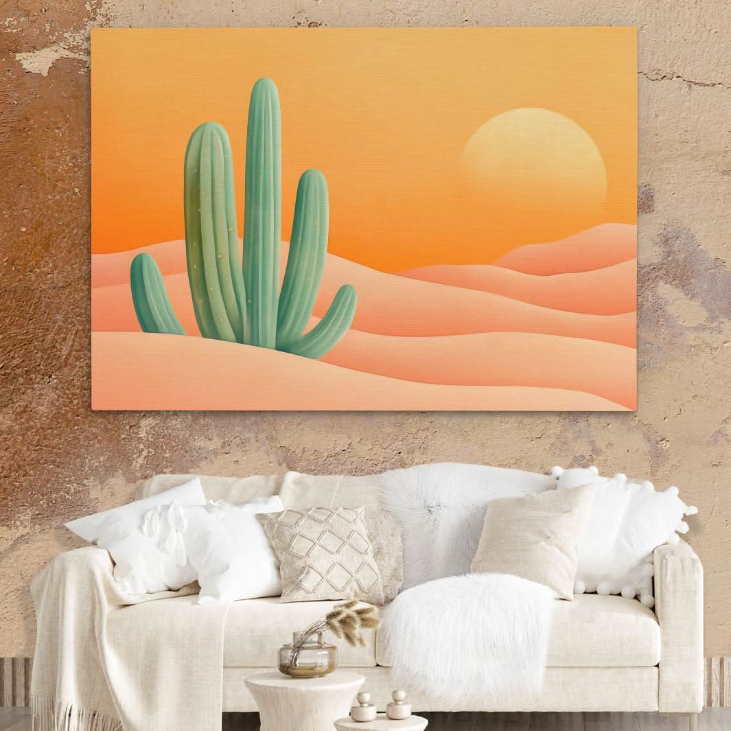 Evening Cactus - Large Abstract Canvas Print