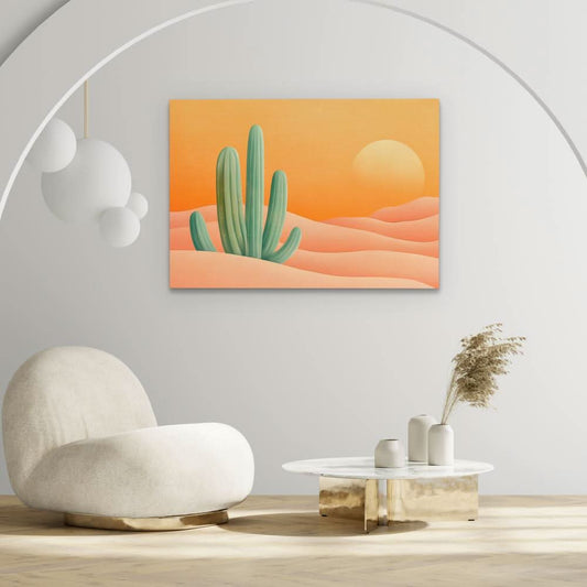 Evening Cactus - Abstract Wall Art in Black Frame