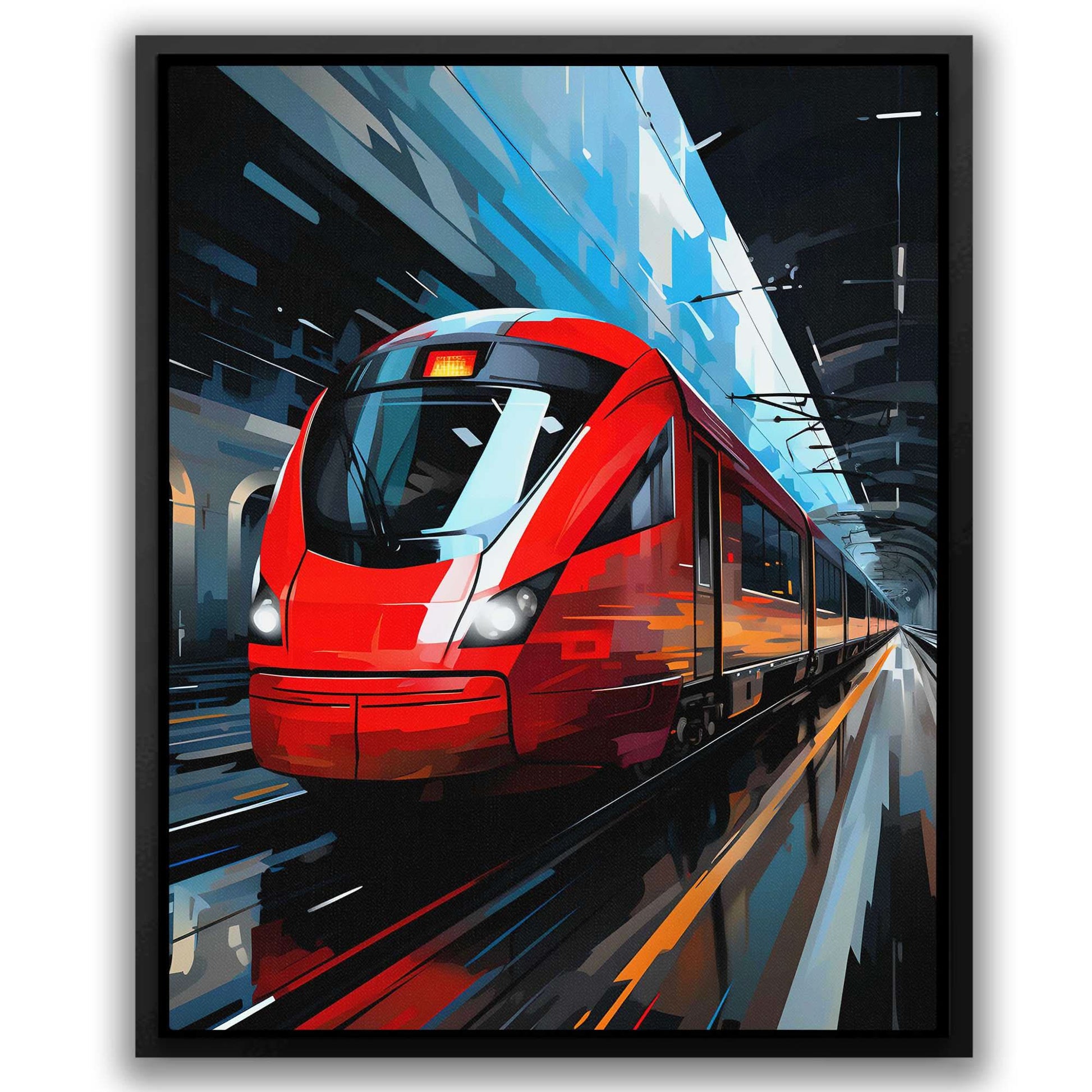 Evening Journey - Blue Trains Canvas Print