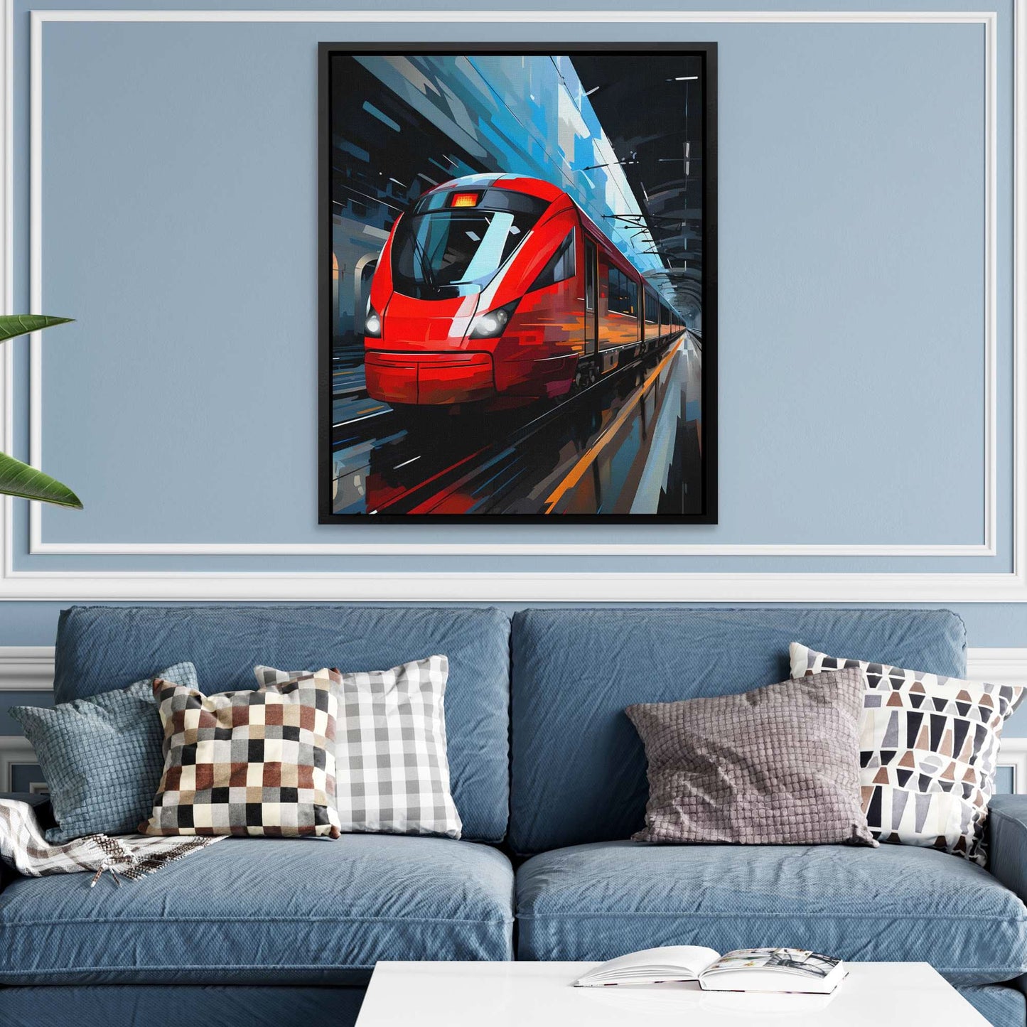 Evening Journey - Trains Wall Art in Black Frame