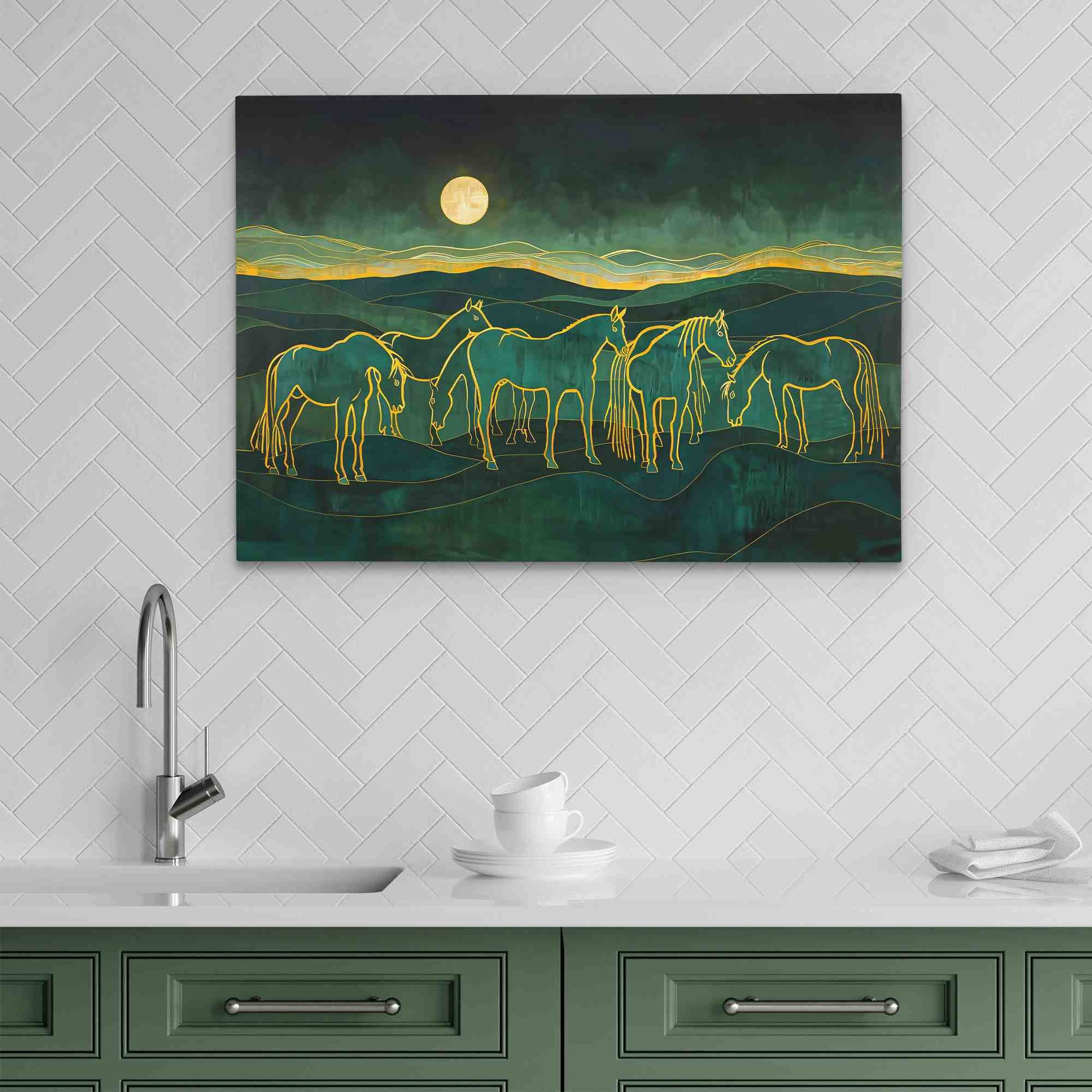 Evening Meadow - Abstract Wall Art in Black Frame