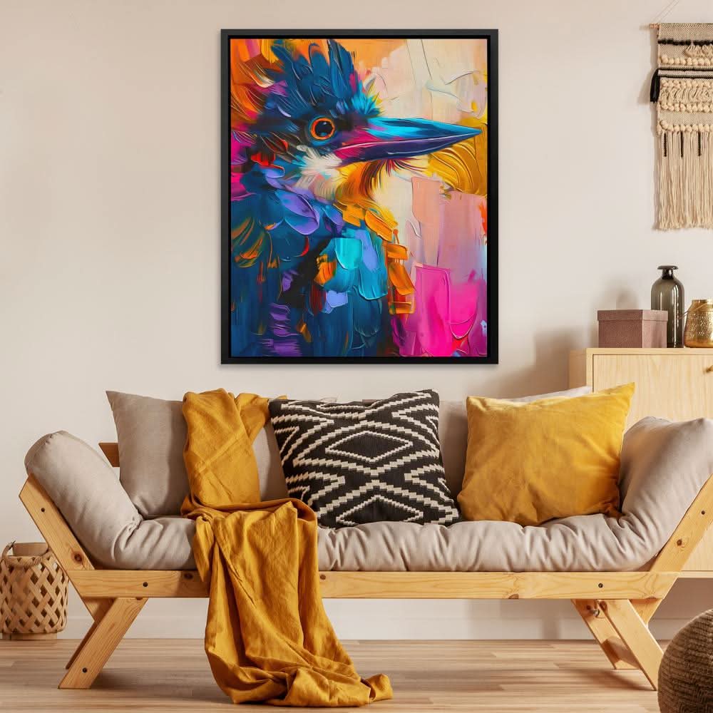 Exotic Grace - Bird Wall Art in Black Frame