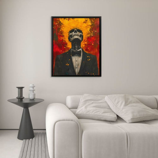 Explosive Skull - Abstract Wall Art in Black Frame