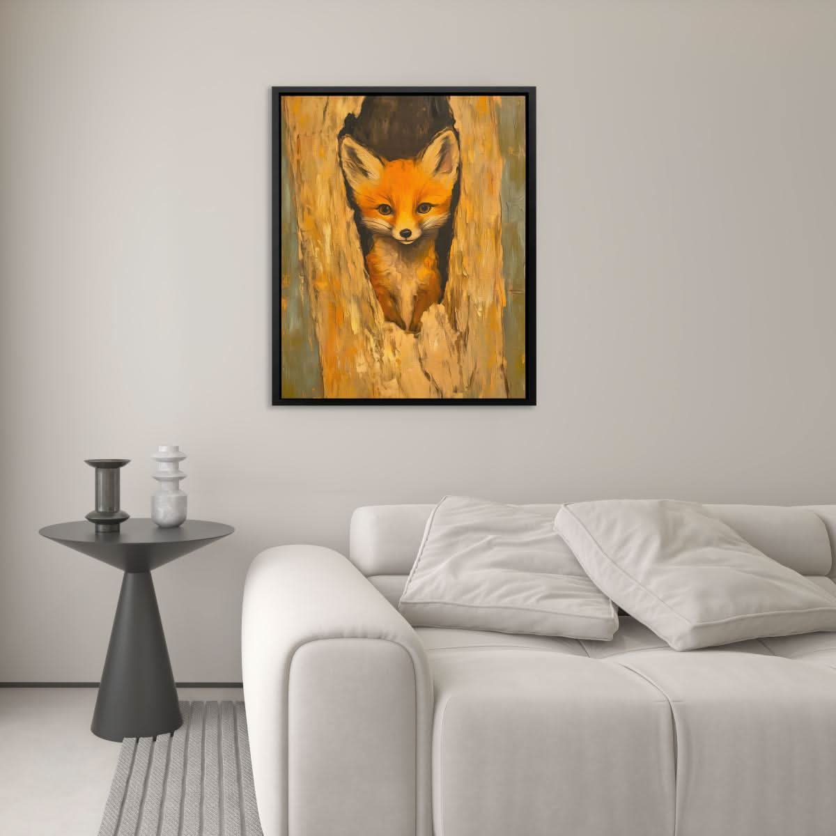 Eyes of Mischief - Fox Wall Art in Black Frame