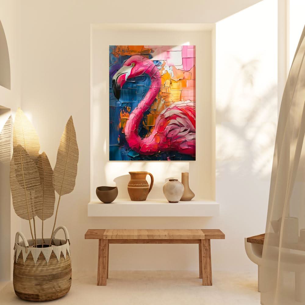 Fabulous Flamingo - Abstract Wall Art in Black Frame