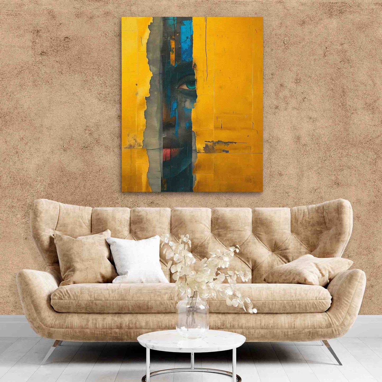 Facing the Beneath - Abstract Gold Canvas Wall Art