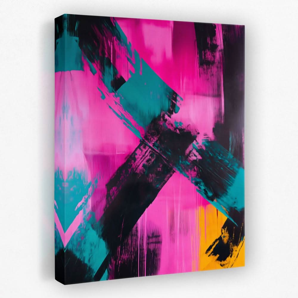 Faded Cross - Magenta Canvas Wall Art