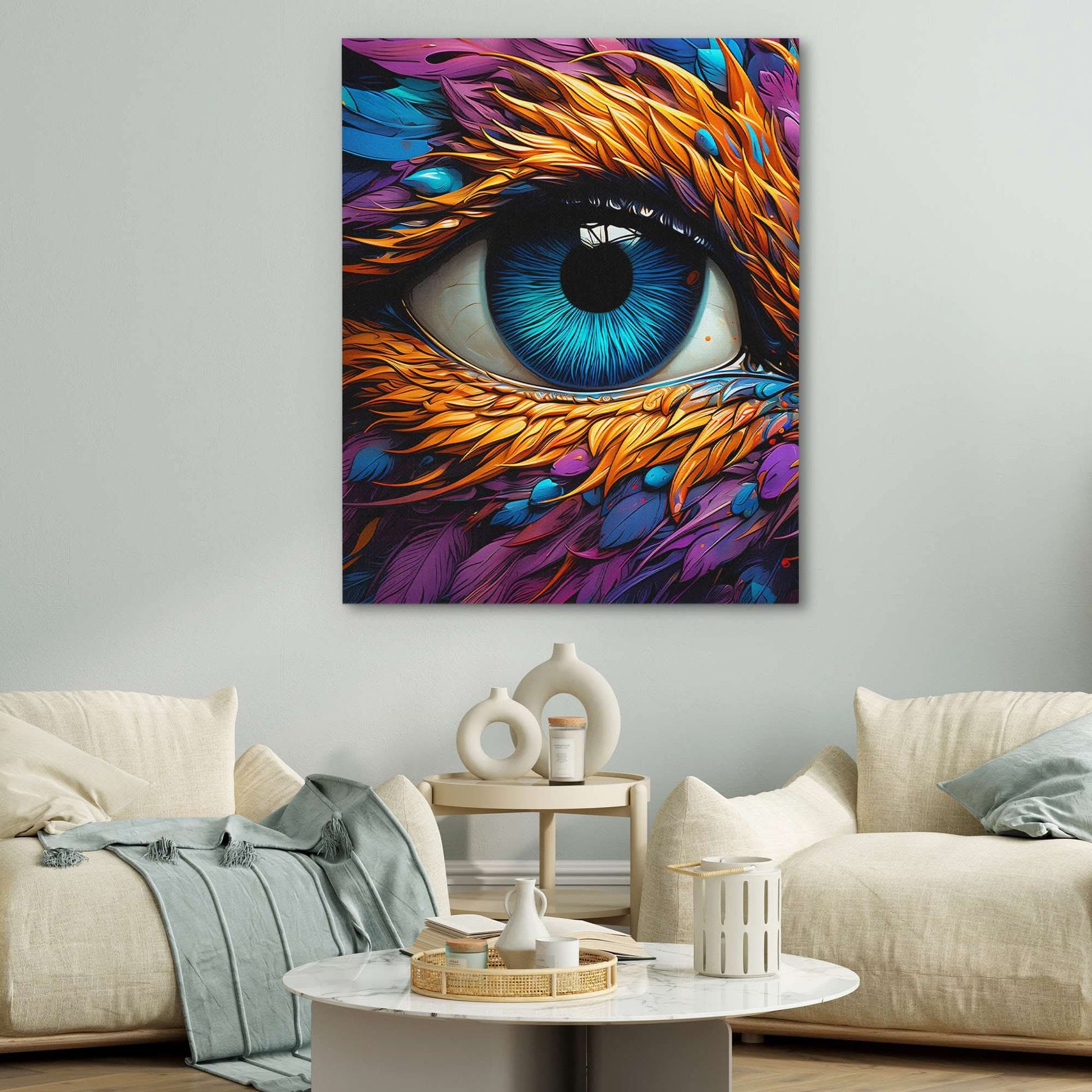 Falcon's Gaze - Eye Wall Art in Black Frame