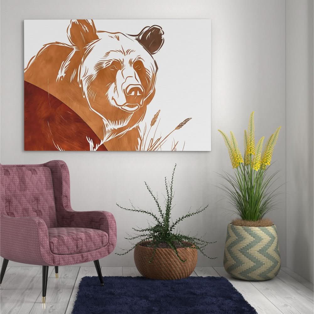 Fall Bear - Autumn Wall Art in Black Frame