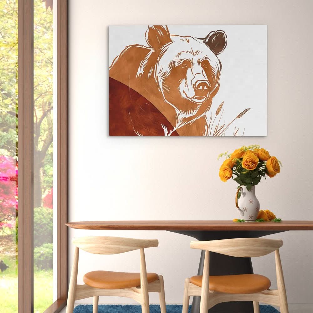 Fall Bear - Brown Canvas Wall Art