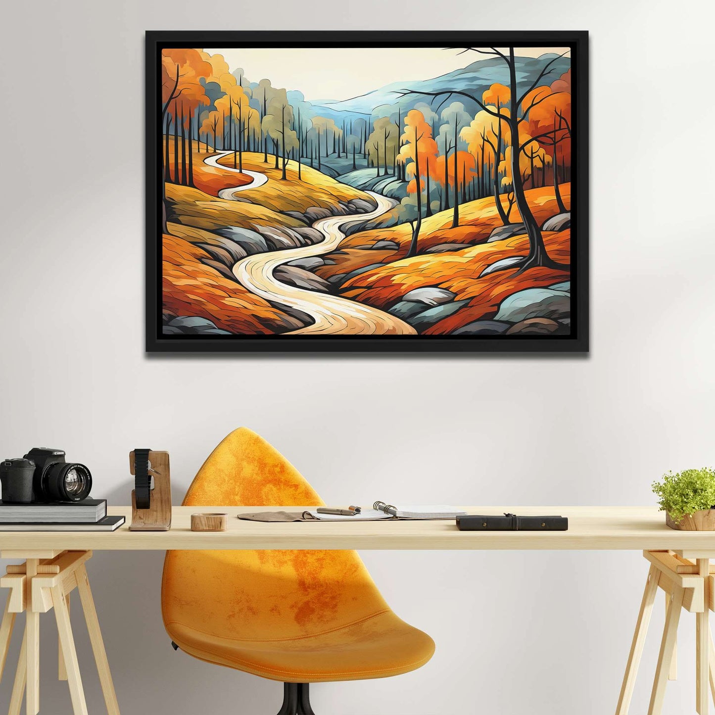 Fall Stream - Earth Tones Canvas Wall Art