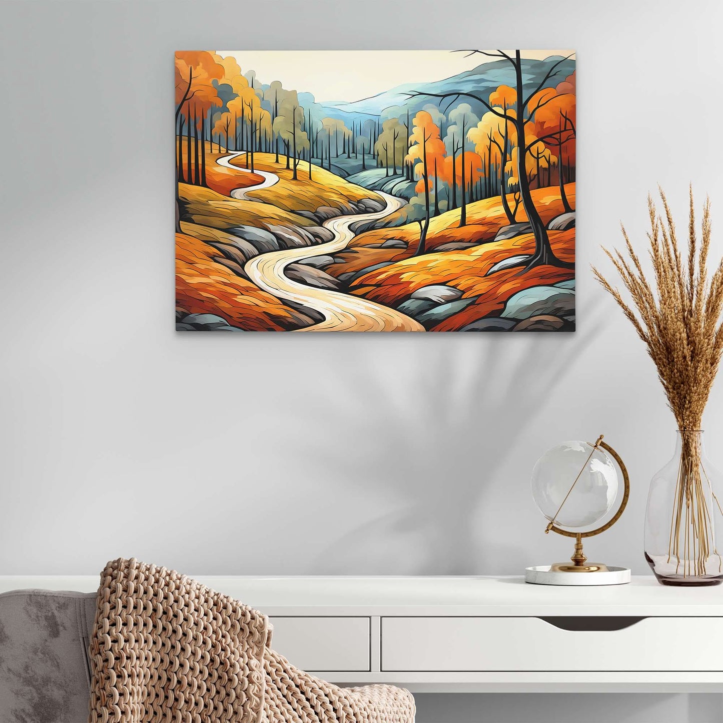 Fall Stream - Wall Art in Black Frame