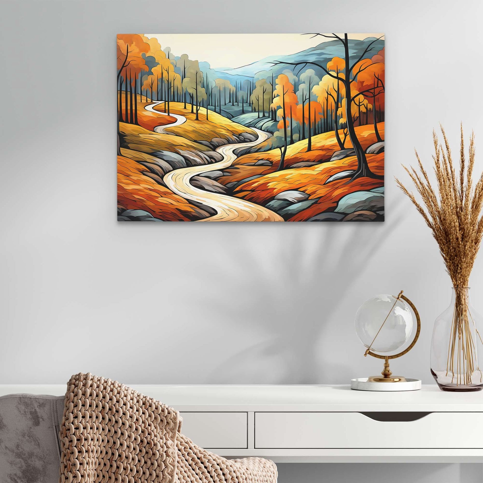 Fall Stream - Wall Art in Black Frame