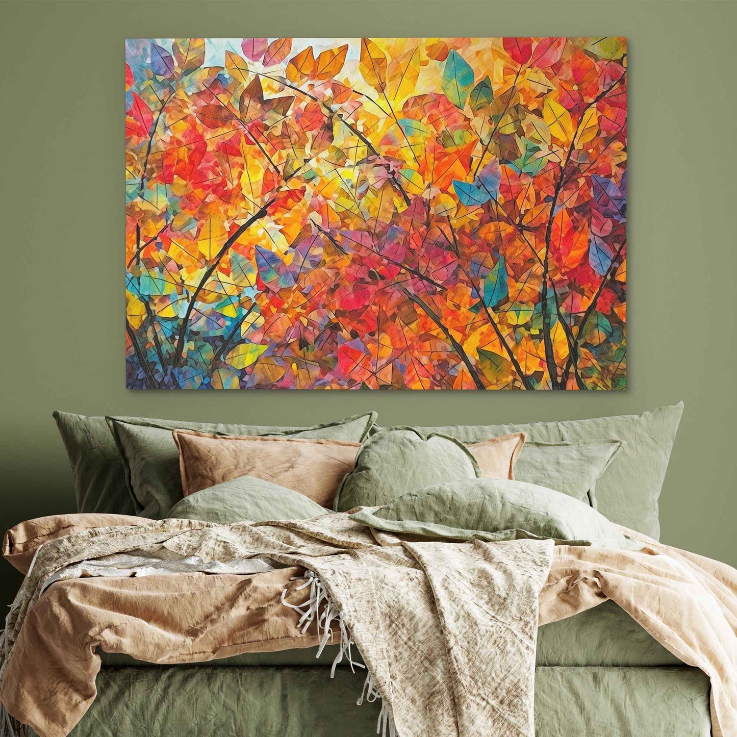 Falling Leaves - Leaf Wall Art in Black Frame