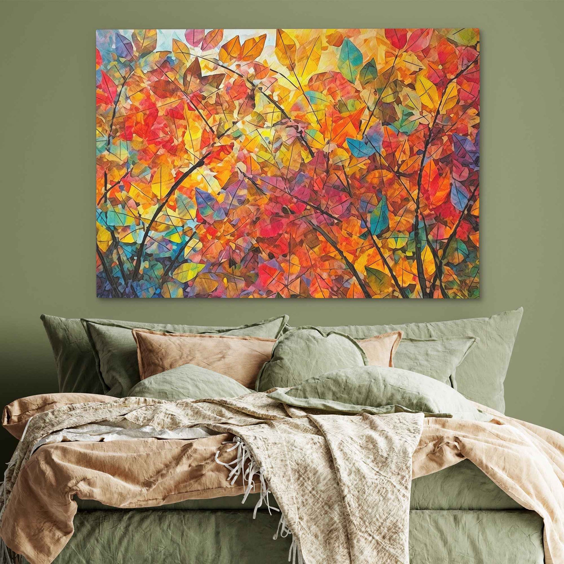 Falling Leaves - Leaf Wall Art in Black Frame