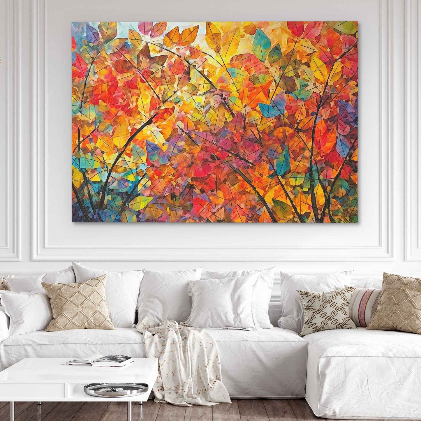 Falling Leaves - Abstract Earth Tones Canvas Wall Art