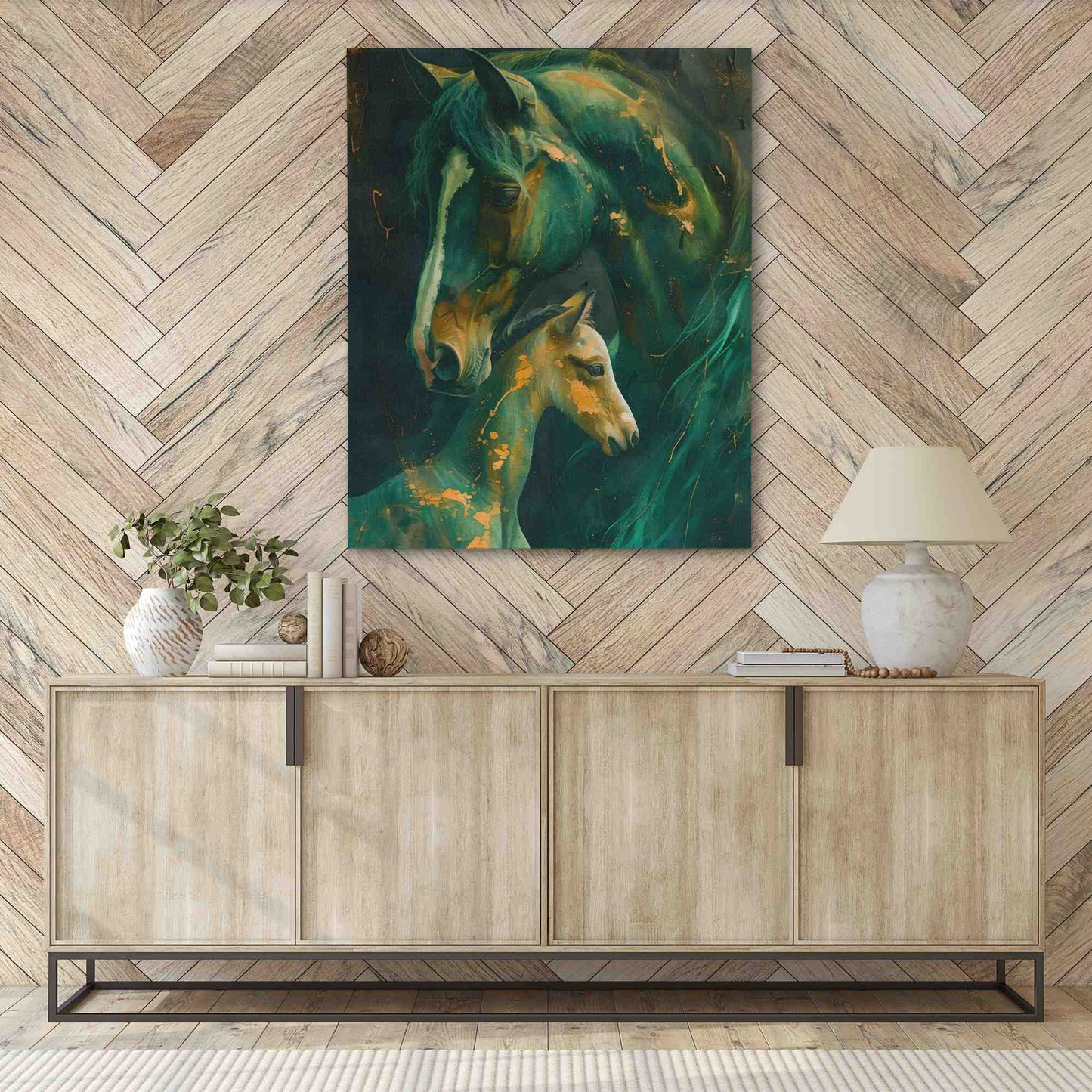 Family Bonding - Country and Farm Wall Art in Black Frame