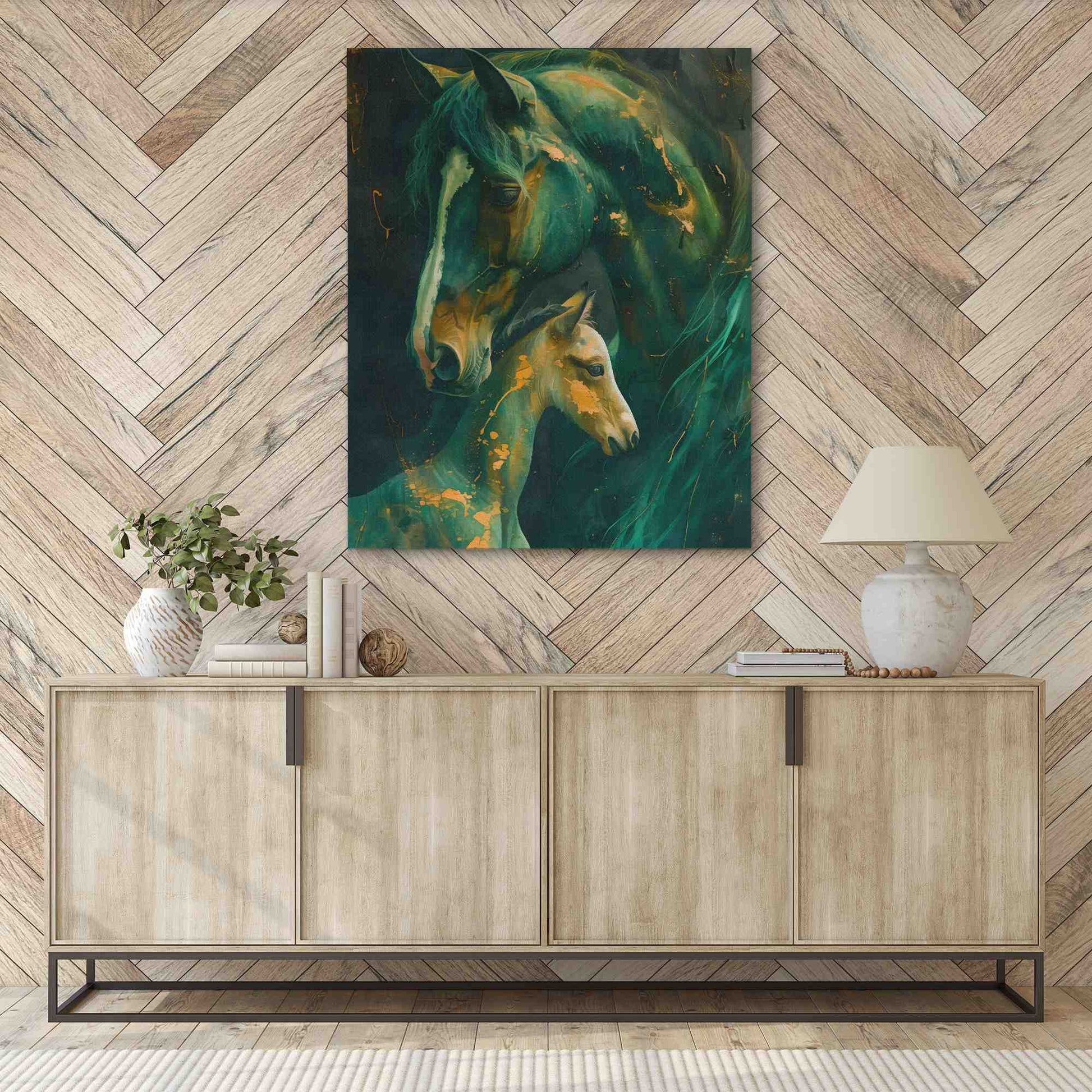 Family Bonding - Country and Farm Wall Art in Black Frame