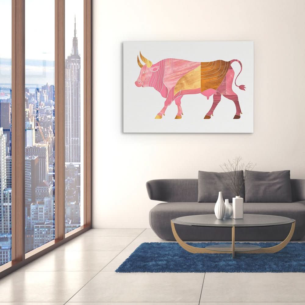 Fancy Bull - Bull Wall Art in Black Frame