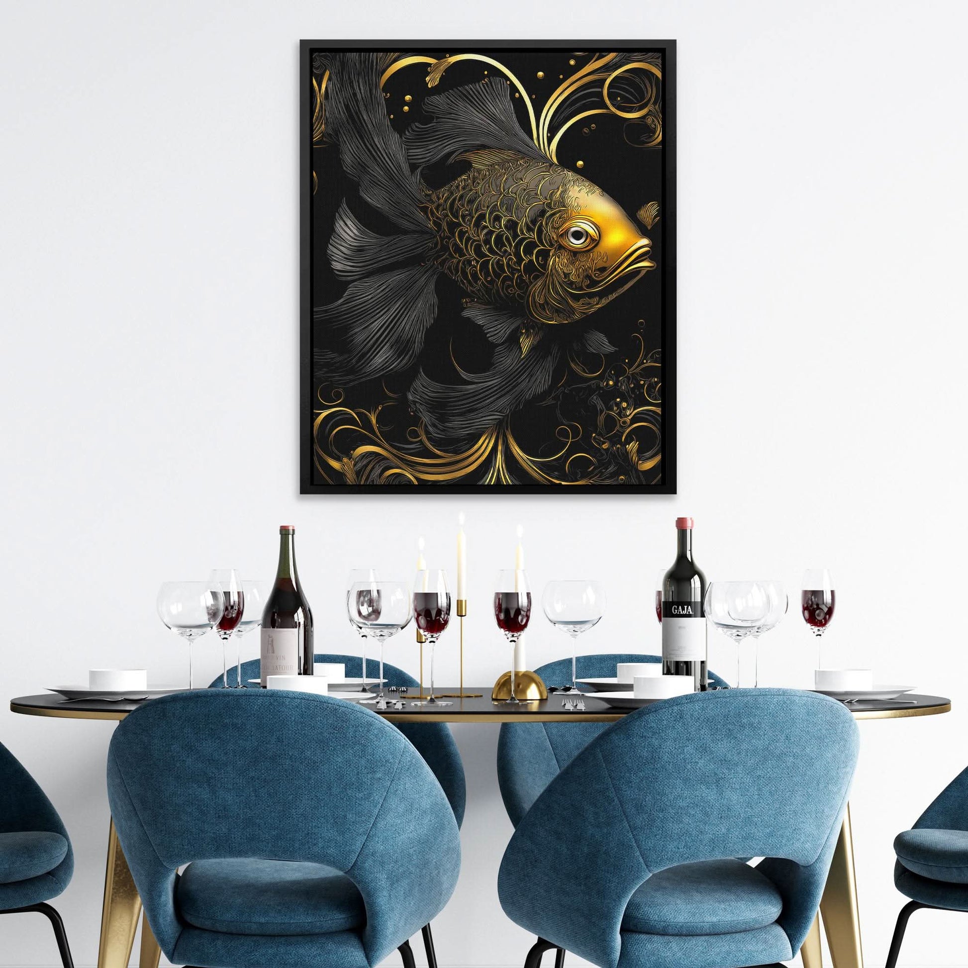 Fancy Fish - Black Fish Canvas Print