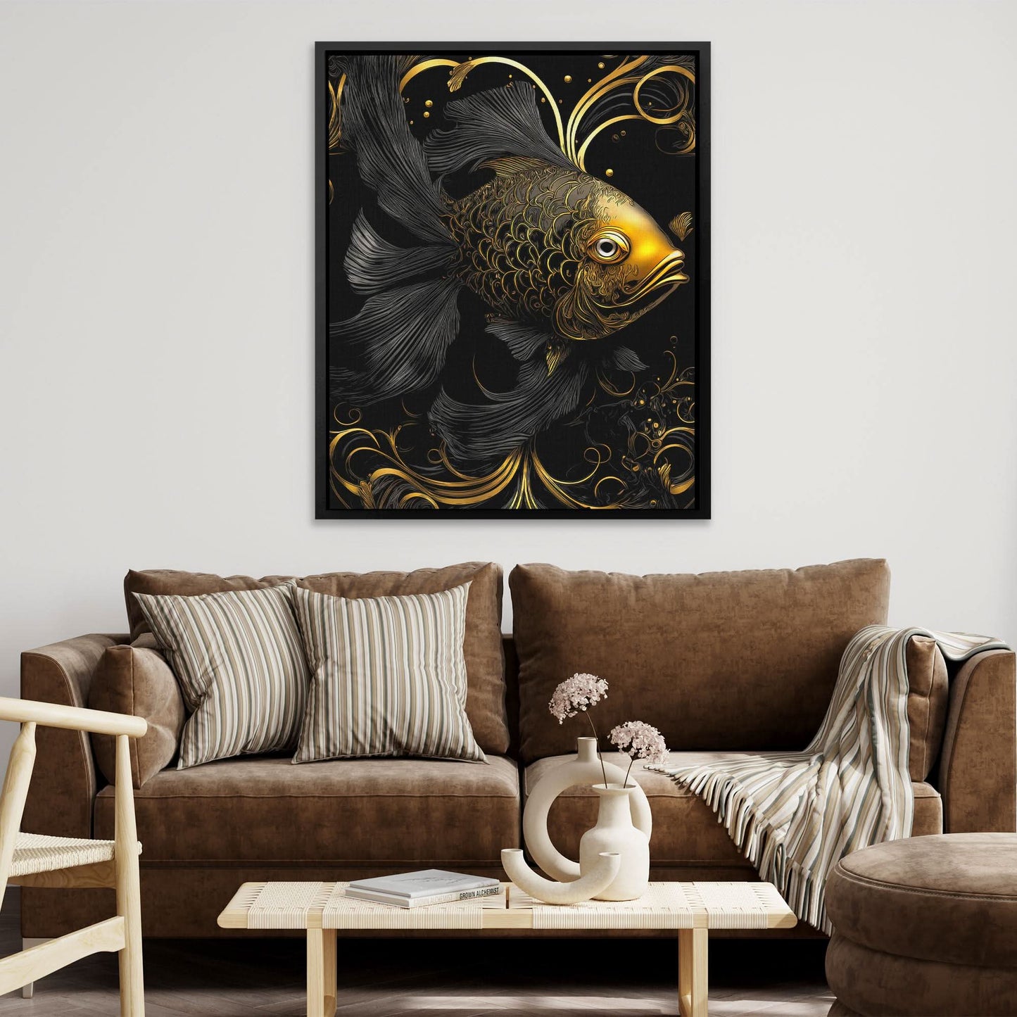 Fancy Fish - Black Canvas Wall Art