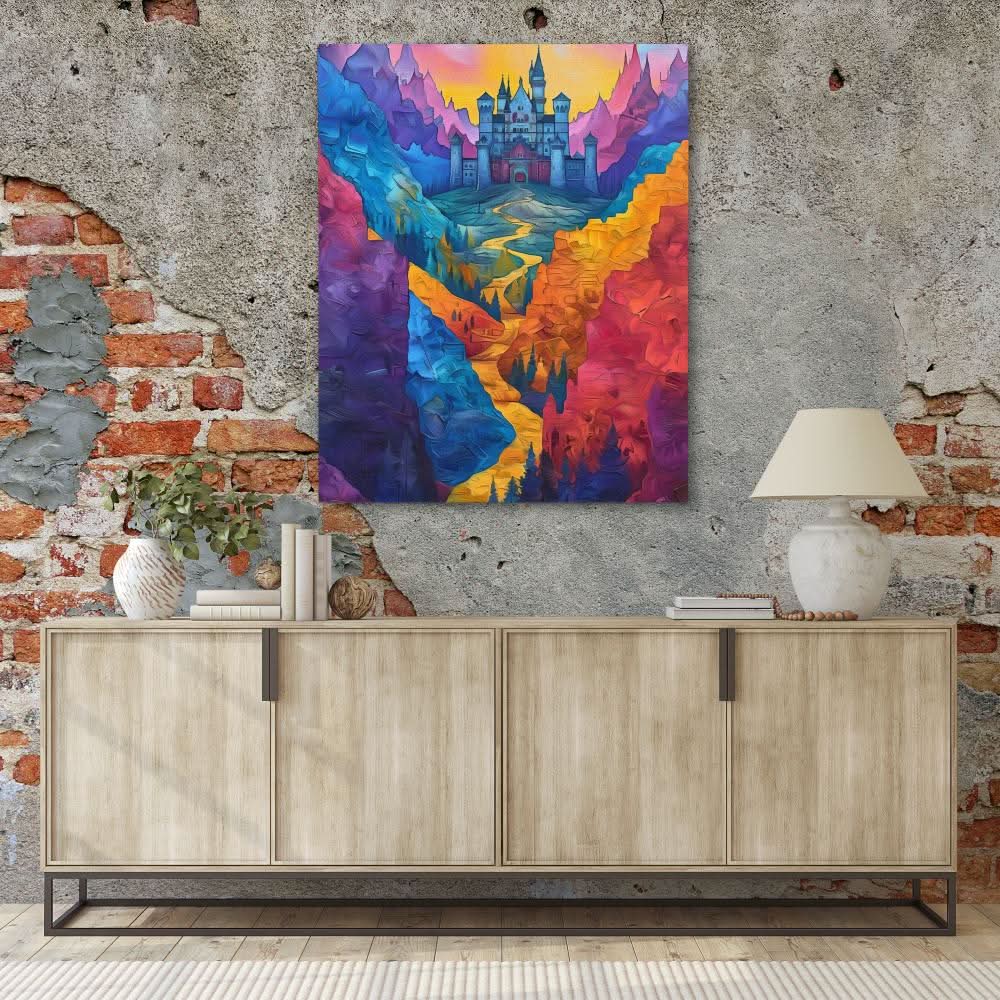 Fantasy Castle - Medieval Wall Art in Black Frame