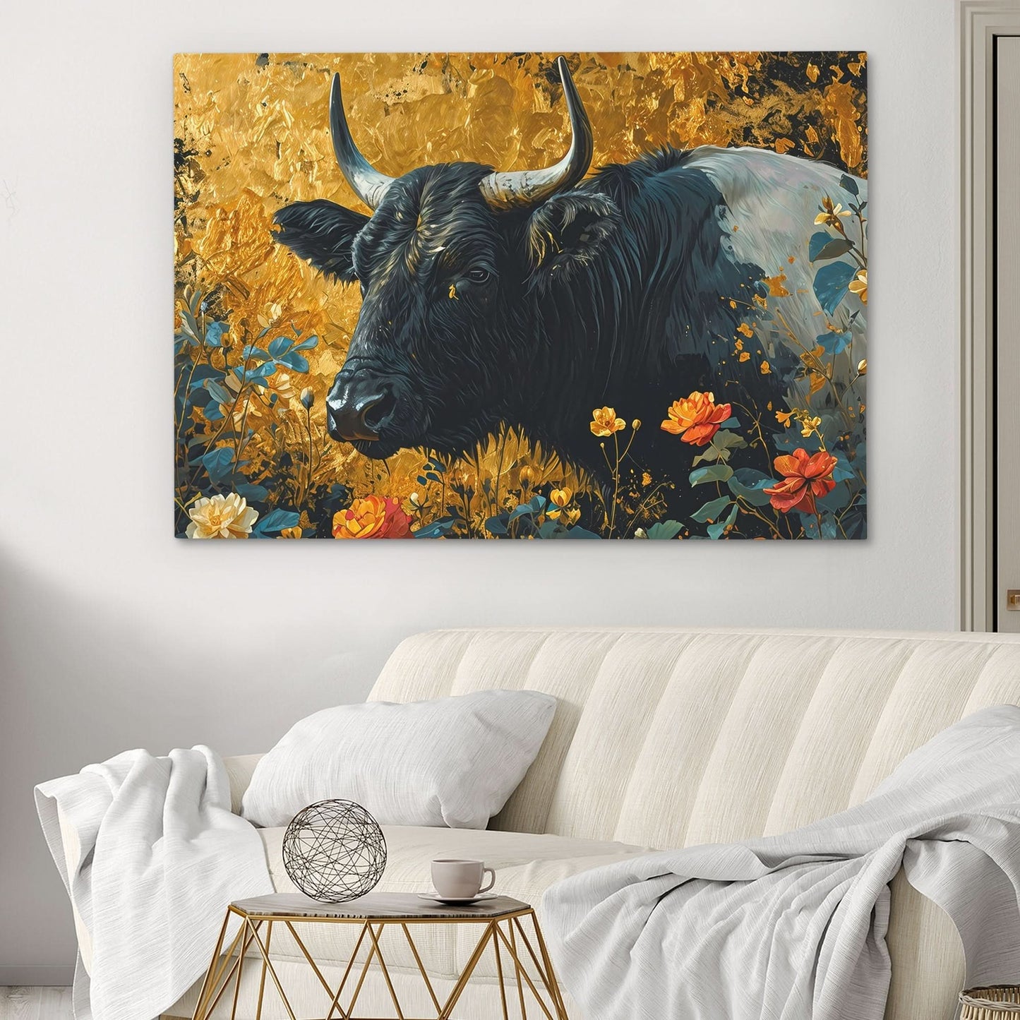 Farm Bull - Wall Art in Black Frame