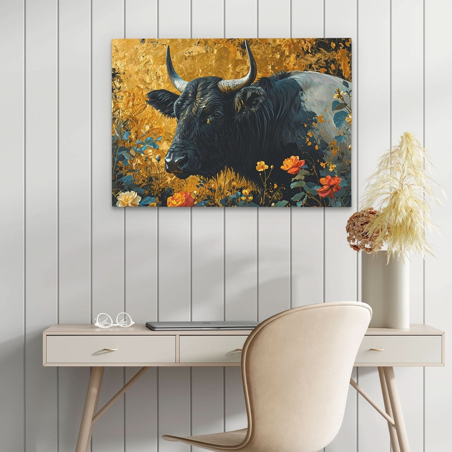 Farm Bull - Bull Wall Art in Black Frame