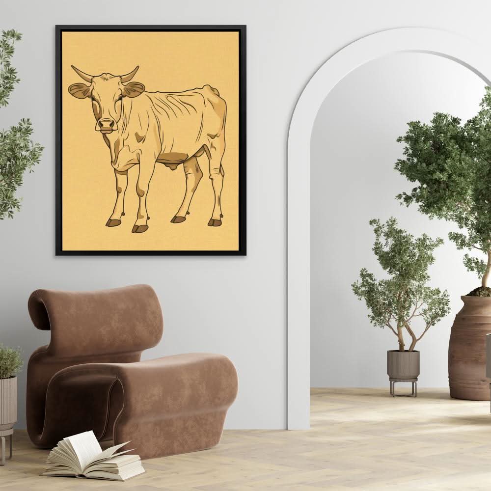 Farm Cow - Beige Wall Art for Kitchen
